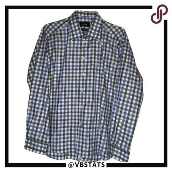 Bytom Polish Designed Blue-Gray-White Checked Luxury LS Shirt Size 44 (XL) - Picture 1 of 6